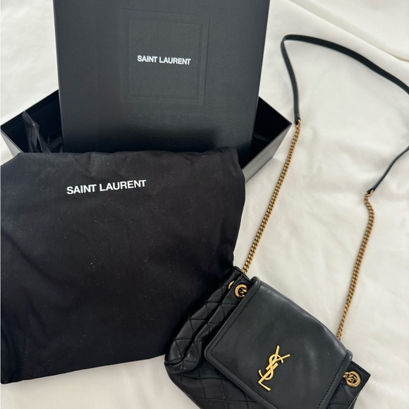 Saint Laurent Black and Gold Crossbody Bag with Chain Strap - Picture 6 of 6